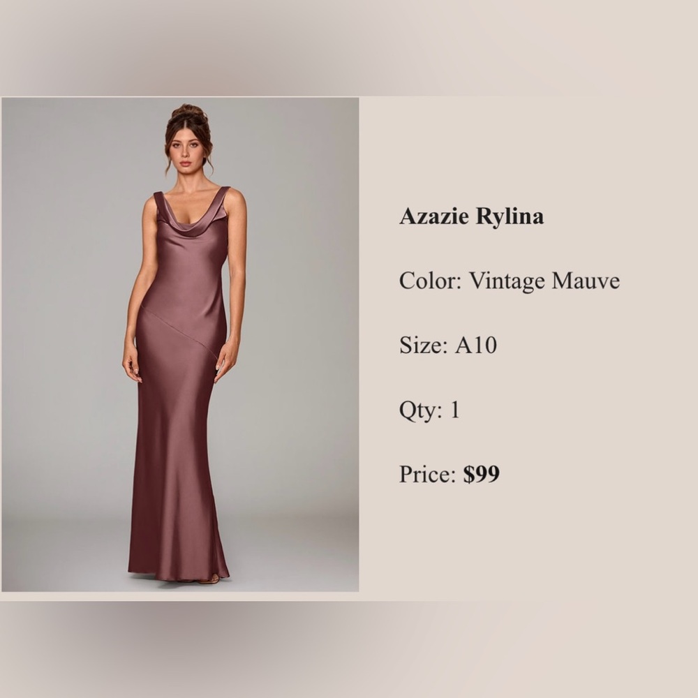 Azazie Vintage Mauve Stretch Satin Rylina Dress - Picture 2 of 7